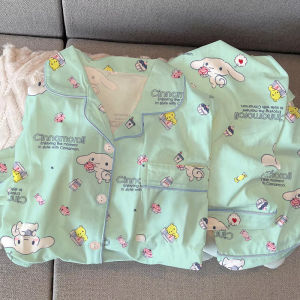 Cartoon Spring New Cinnamoroll Woman Pajamas Kuromi Melody Kawaii Anime Sanrio Loose Casual Pajamas Girl Long Sleeves Home Wear