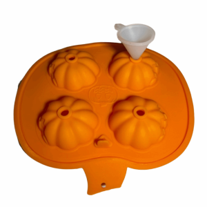 CHANBAEK 4 Grids Halloween Cake Mold Flexible Pumpkin Shape Pumpkin Ice Cube Tray Eco-Friendly Compact Halloween Pumpkin Dessert Mold Kitchen Bakeware