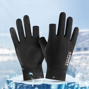 Motorcycle Racing Sports Gloves UV Protect Ice Silk Half Finger Non-Slip Cycling Biking Glove