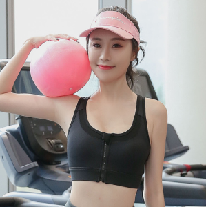 🇲🇾STOCK KL Plus Size Korean Women Anti-sagging Fix Pad Sponge Front Open Zip Sport Bra Running Yoga Fitness Exercise Gym Zips Bra