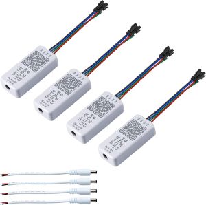 Sp110 Led Hue Ws2812b Controller 4-Pack Sp110e LED Bluetooth Ws2811 Controller 5-24V iOS/Android App Wireless Remote Control for WS2812 SK6812 SK6812RGBW RGB Strip Lights