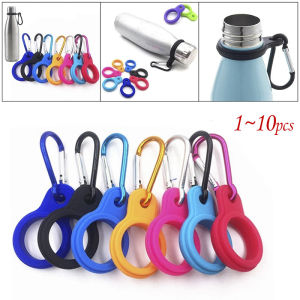 1~10PCs Water Bottle Carrier Clip Water Bottle Holder Rubber Buckle Hook with Metal Keychain Ring for Outdoor Camping Hiking