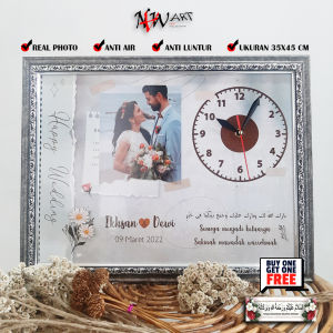 jam dinding custom kado pernikahan unik Hiasan rumah dekorasi pajangan ruangan tengah kamar Frame 3D
