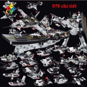 Tàu Sân Bay 1265+ Mảnh Ghép - Mô Hình Lắp Ráp Tàu Dài 60cm - Đa Dạng Kiểu Ráp Sáng Tạo 8in1