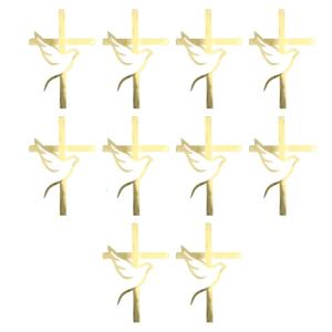 10pcs Plastic Crossed Cake Toppers With Doves Symbol For Baptism Celebration Religious Holiday Dessert Decoration