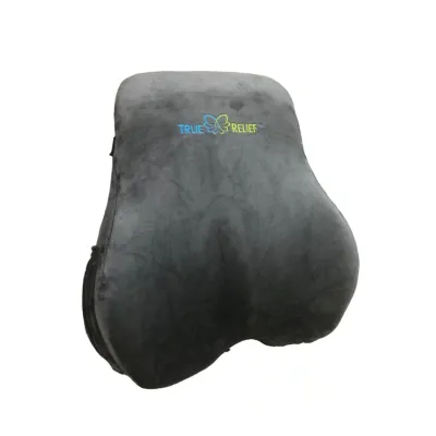 True Relief Ortho-Memory Foam Back & Lumbar Support Cushion (Charcoal Grey/Relax Black/Navy/Red Wine)