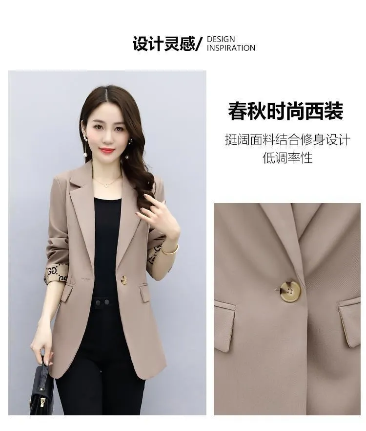 Summer Small Suit Female Jacket Spring and Summer Korean Style Slim  Three-Quarter Sleeve Casual Suit Female Short : : Clothing, Shoes  & Accessories