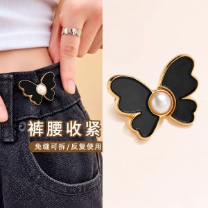 Buckle Pin Butterfly Waist Brooch Removable Adjustable Jeans
