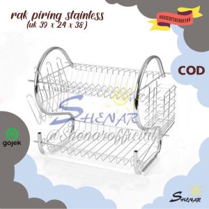PROMO MURAH MERIAH !! RAK PIRING STAINLESS 2 TINGKAT 14 SEKAT/ RAK DAPUR/ GELAS/ RAK SENDOK/ RAK SERBAGUNA/ RAK PIRING