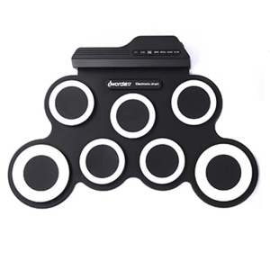 Electronic Drum Pads 7 Pads Rolls up Practice Drum Set Built-in Speaker and Headphone Jacks Drum Sticks and Drum Pedal