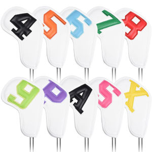 ปลอกหุ้มหัวไม้กอล์ฟ ลายหนังเรียบ alphabet number สีขาว/สีดำ (CVI033) Cover Iron set 10 pcs. มี 10 ชิ้น 4/5/6/7/8/9/P/A/S/X