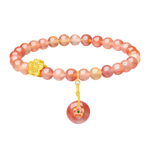 CTS 925เงินมุกอาเกตสีชมพูสร้อยข้อมือลูกปัดพีช CHOW TAI SENG เกี่ยวกับ S1HC0411 S1HC0415 S1HC0379 S1HC0378