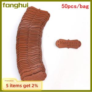 fanghui 50Pcs PU Leather Tags Handmade With Love Labels Sewing Craft DIY Knittin Tags