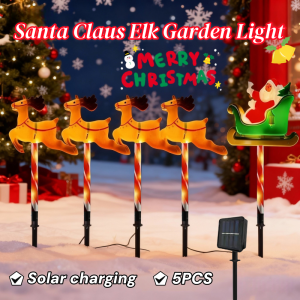 Outdoor Solar Christmas LED Light Santa Claus Elk Yard Decoration Light For Garden Courtyard Xmas Decoration
