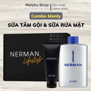 Combo sữa tắm gội nam Nerman 350ml và sữa rửa mặt ngừa mụn Nerman 100ml Combo Manly Nerman chính hãng