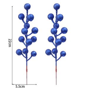 4/10PCS Christmas Glitter Gold Powder Berries 22cm Artificial Foam Berry Branches DIY Christmas Tree Garland Decorations Holiday Christmas Party Home Decoration Accessories