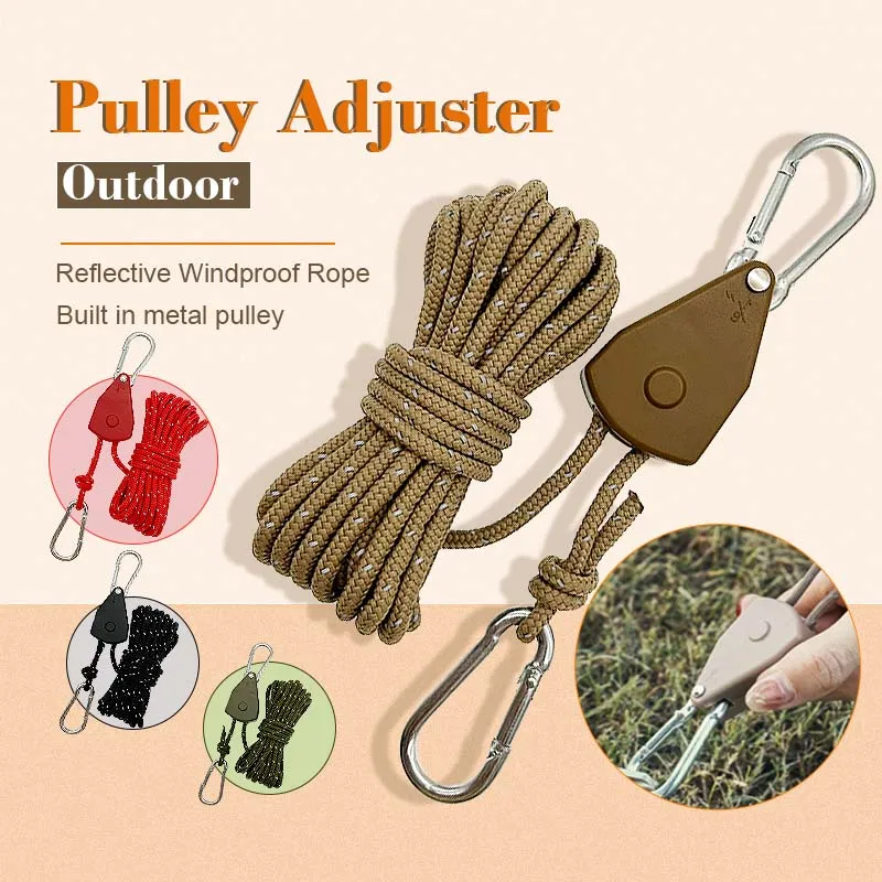 Outdoor Tent Rope  Outdoor Camping Rope With Adjuster, Adjustable