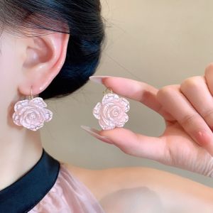 JVKISX Korean Style Flower Stud Earrings Resin Vacation Rose Flower Earrings Lovely Acrylic Womens Jewelry Party