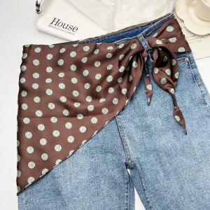 Imitation Silk Cashew Floral Silk Scarf Literary Style Versatile Accessory Womens Waist Scarf Waist Triangle Scarf Belt