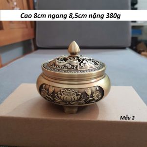 Lư xông trầm kèm đế cao cấp chất lượng bằng đồng vàng MS0280