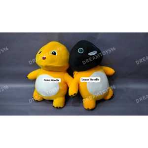 Boneka Dino Naloong Hoodie Dino Kuning Muka Hitam Ukuran L