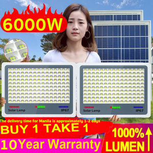 600W LED Solar Flood Light Set Outdoor Waterproof IP67 Wall and Ceiling Lighting Energy-Saving Upgrade Panel Automatic Day/Night Control - New