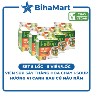 [SET 5 LỐC] - NFC - Viên súp ăn liền sấy thăng hoa I-Soup hương vị Canh rau củ nấu nấm ISoup Canh I-Soup ăn liền (35g/lốc)