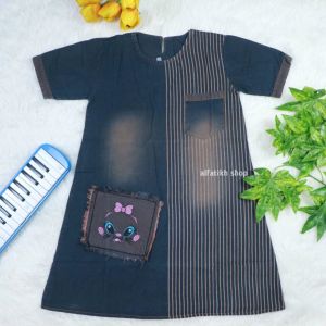 Midi Dres Jeans Denim Kids Anak Perempuan 6 - 11 Tahun