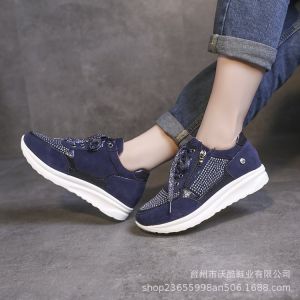 Free Shipping New Style Single Shoes Plus-Size Single Shoes New WomenS Height-Increasing Sneakers WomenS Shoes Wedge Heels Lace-Up Running Shoes