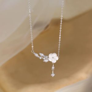 New 925 Sterling Silver Camellia Necklace Jewelry Gold Color Gift for Mom Wife Anniversary Birthday Present
