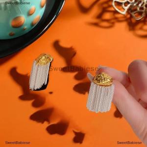 [COD] SweetBabiese Pháp sang trọng bạc trắng tua Bông tai thời trang phụ nữ bạc kim Bông tai accessries