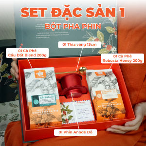 Hộp Quà Tết Cao Cấp Set Quà Tặng Cà phê Đặc sản- Comnbo Cafe nguyên chất hòa tan kèm phin ly từ Message Coffee