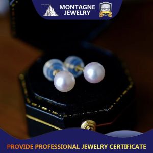 Montagne Jewelry Seawater Pearl 18k Pure Gold Earring Simple Design Elegant Fine Jewellery Natural 5.5-6mm Top Grade Flawless Akoya Seawater Pearl Earrings Stud Earring