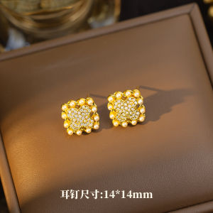 Fashion necklace pendant - Luxury and exclusive small-scale collar chain accessory 【钛钢】欧美轻奢满钻四叶草珍珠项链女耳环耳钉个性首饰套装饰品