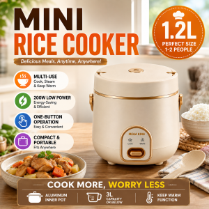 Mini Electric 1.2L Household Multifunction Low Sugar Low Power 200W Smart Non-stick Rice Cooker With Steam Tray