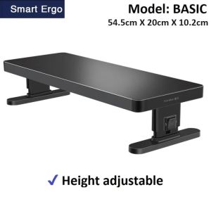 Smart Ergo Wireless Charging Premium Height Adjustable Monitor Stand | Monitor Riser with USB Data Ports & Wireless Charging
