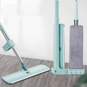 360 Rotating Metal rod hands-free flat mop indoor cleaning mop microfiber pad squeegee telescopic rod wooden floor wet and dry dual-use lazy mop Mops that dont require hand cleaning No need to bend over