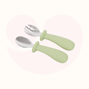 Bộ thìa nĩa silicone phối inox 316 Lumicare