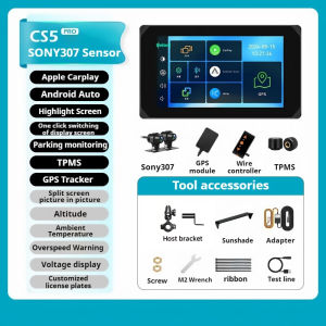 【SG Delivery】 Motorcycle DVR CS5 PRO Motorcycle Driving Recorder CarPlay TPMS Dual Front and Rear Cameras Tire Pressure