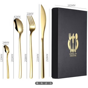 HOL  Gold Plated Cutlery Gift Set (Spoon Fork Knife Teaspoon)