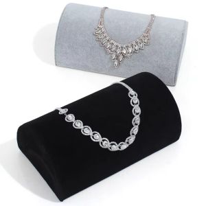 SWEET Semicircular Velvet Jewelry Display Stand Necklace Elegant Bangles Storage Rack Portable Earring Watch Display Stand Watch Organization