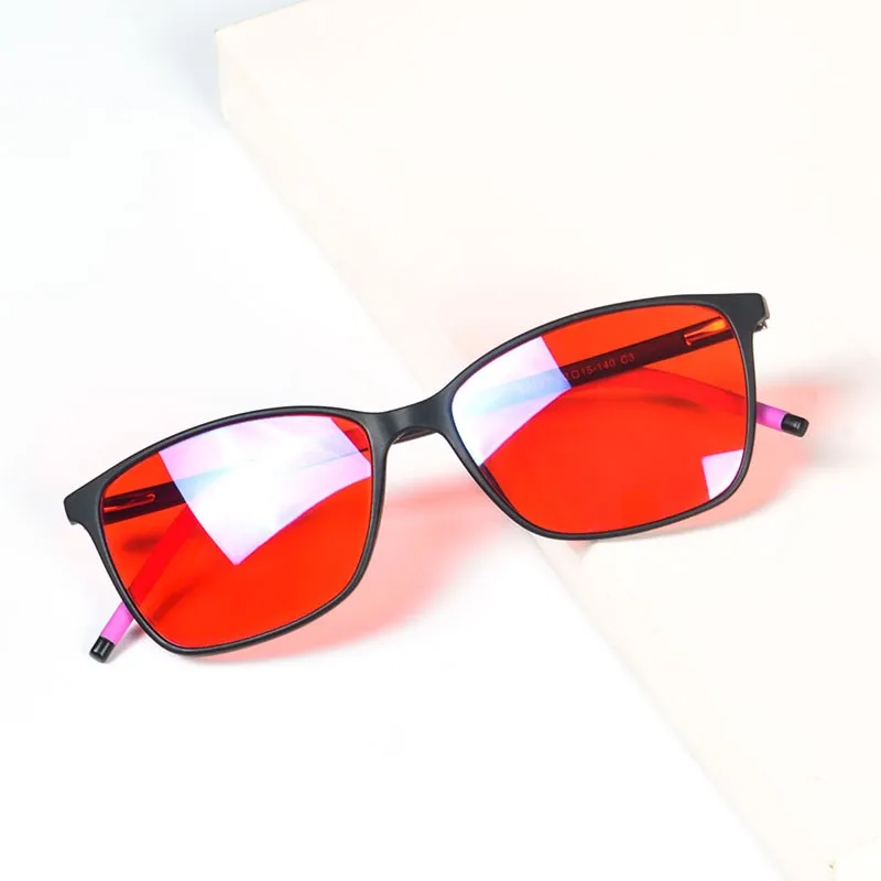 Blue light blocking Computer GLasses Women Red lenses 100 - Main Image