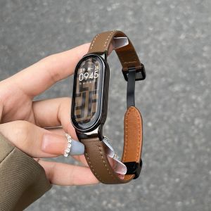Leather Strap with Quick Release Connector for Xiaomi Mi Band 10 9 8 Buckle Replace Smart Watch Wristband Xiaomi Smart Band 10 9 8 Leather Watch Strap Band Accessorie