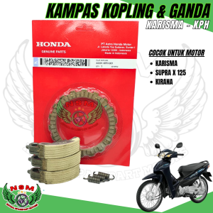 Paket Kopling 5 item kph kampas kopling Karisma + kampas ganda + mangkok ganda + karet ganda + rantai keteng Supra x 125 / kirana