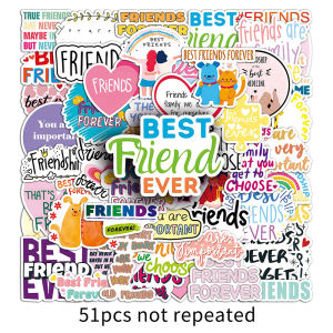 51PCS Friends Sticker Creative Cartoon Inspirational Phrase Decoration Notebook Water Cup Headset Phone Case Waterproof Sticker