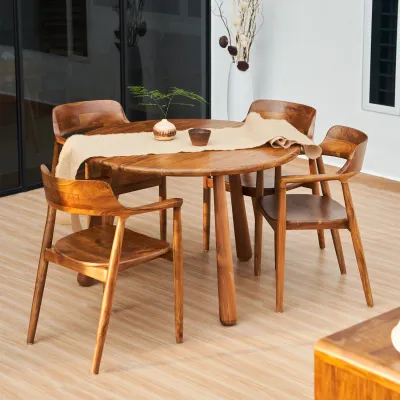 Arturo - Brutus Solid Teak Wood Round Dining Table (1.32M Dia)