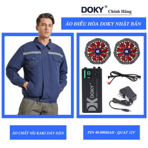(Chính Hãng) Bộ Áo Điều Hòa Quạt Gió Nhật Bản Pin 50.000 mAh - 18V  Áo Điều Hòa Lao Động Dung Lượng Cực Khủng Pin Sài Lâu Bền Bỉ Bảo Hành 12 Tháng