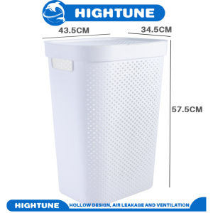 Hightune 60L Laundry Basket Bag with Cover Dirty Clothes Basket with Lid Plastic Big Capacity Storage
