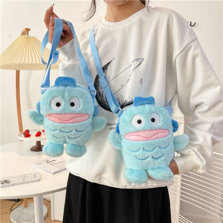 SHUI70300 Cartoon Hangyodon Crossbody Bag plush Doll Cartoon Shoulder ...