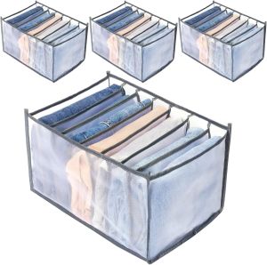 TOOVREN Bra Drawer Organizers Underwear Wardrobe Organizers Divider Lingerie Storage Bins Closet Organizers and Storage Boxes Foldable Closet Storage for Underwear Bra Socks (6 Grids2 Pack)
